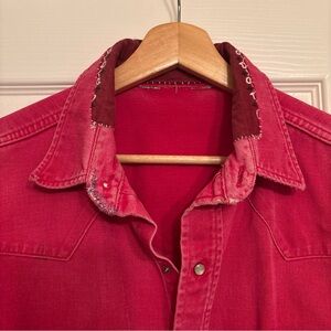 Vintage carhartt Upcycled Patched Western Shirt Denim Red XL Kapital RRL Style